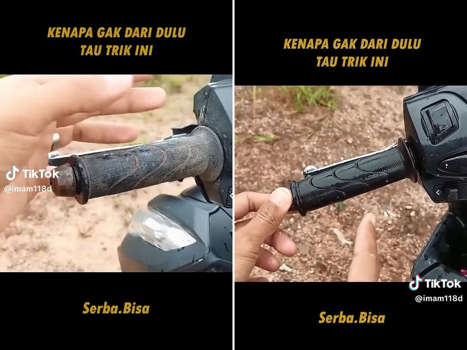 cara bersihkan handgrip © TikTok