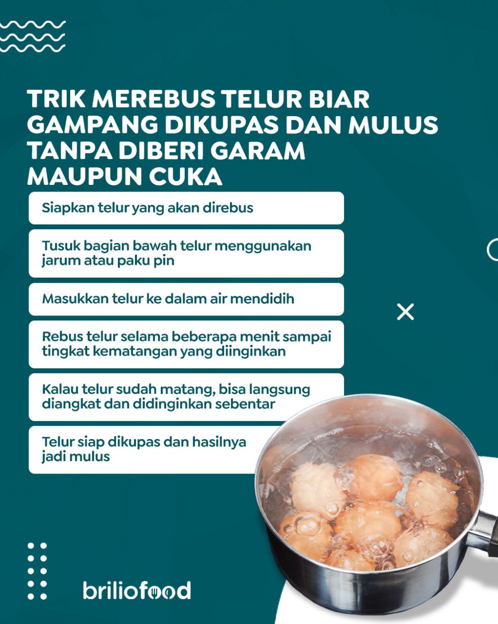 Tanpa diberi garam atau cuka, ini trik merebus telur supaya mudah dikupas dan mulus