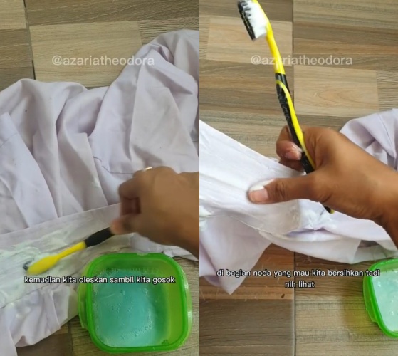 hilangkan noda membandel pada kerah © TikTok hilangkan noda membandel pada kerah © TikTok