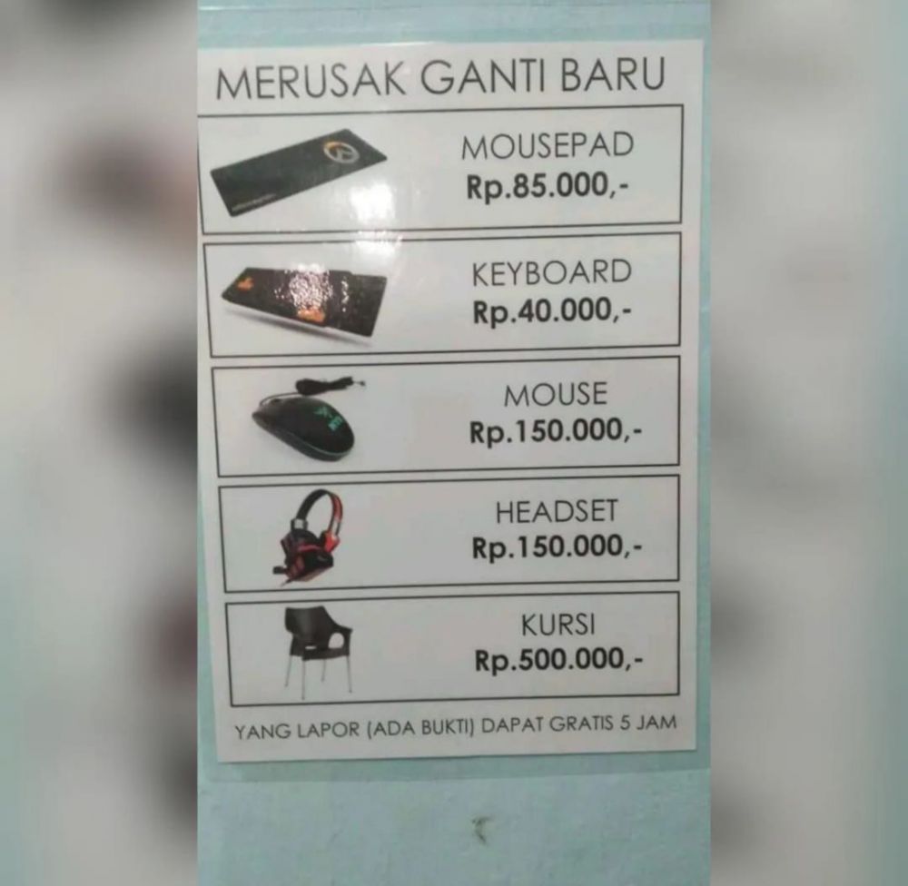 Potret kocak peringatan di warnet © berbagai sumber