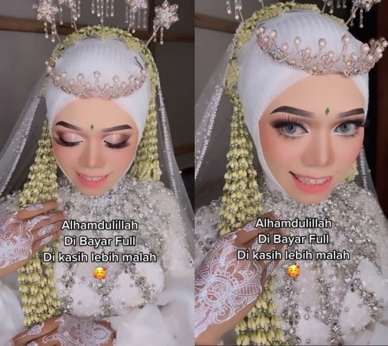 wanita berjerawat jadi pengantin sunda © TikTok wanita berjerawat jadi pengantin sunda © TikTok