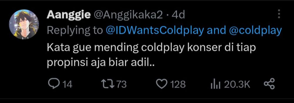 Cuitan kocak sambut konser Coldplay © Twitter