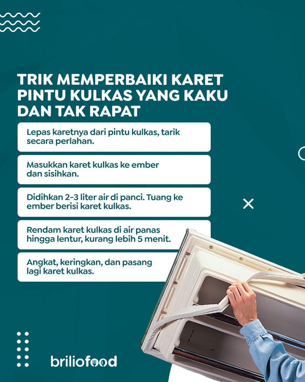 Trik memperbaiki karet pintu kulkas yang kaku dan tak rapat, ampuh pakai 1 bahan