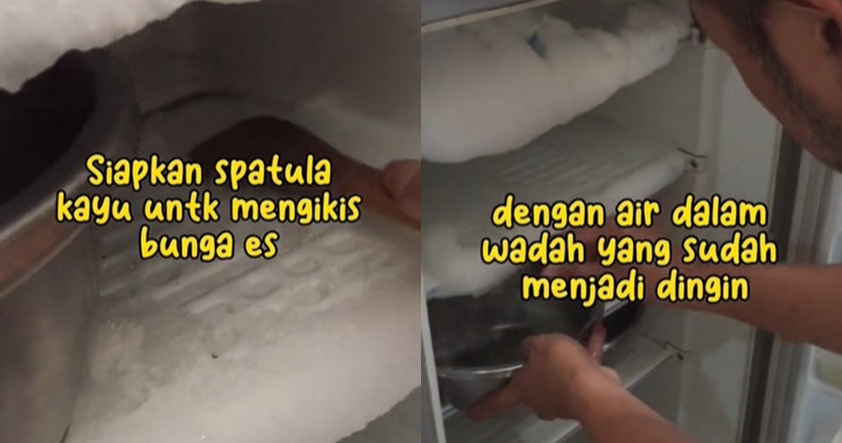 Tanpa plastik dan kipas angin, ini cara cepat mencairkan bunga es di kulkas