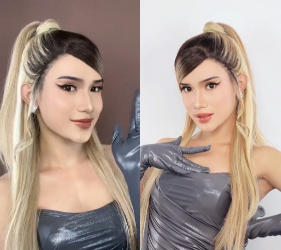 Pria recreate makeup Ariana Grande © TikTok
