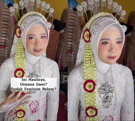 Dari tomboi jadi cantik feminin, wanita dirias MUA gaya pengantin Jawa ini hasilnya manglingi pol
