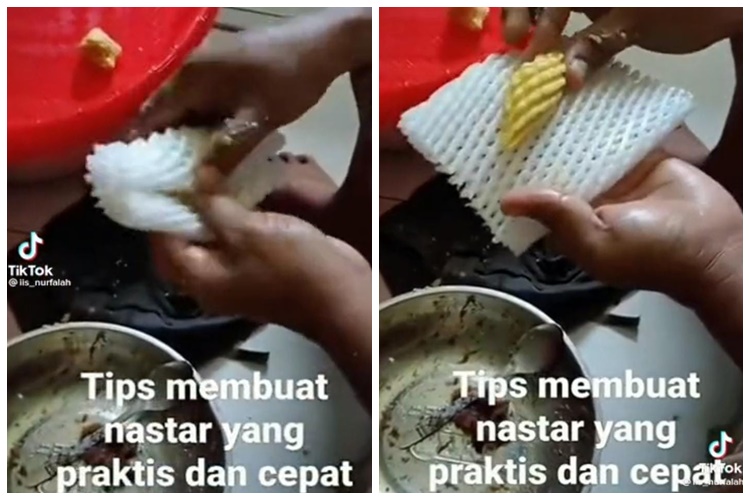Aksi warganet tunjukkan fungsi lain jaring pembungkus buah apel ini kreatifnya mempermudah pekerjaan