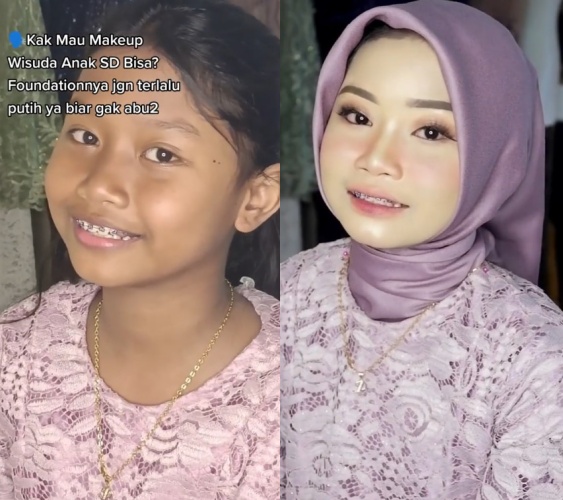 Anak SD ini dirias MUA © TikTok