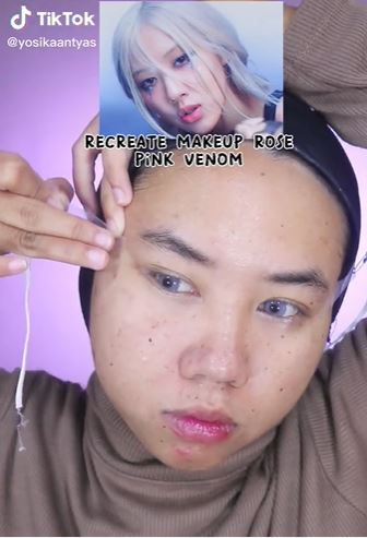 Recreate makeup look ala Rose BLACKPINK malah mirip Kiki Saputri © 2023 brilio.net