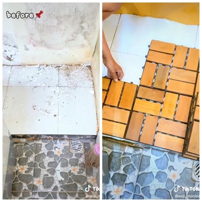 before after makeover laundry room © TikTok