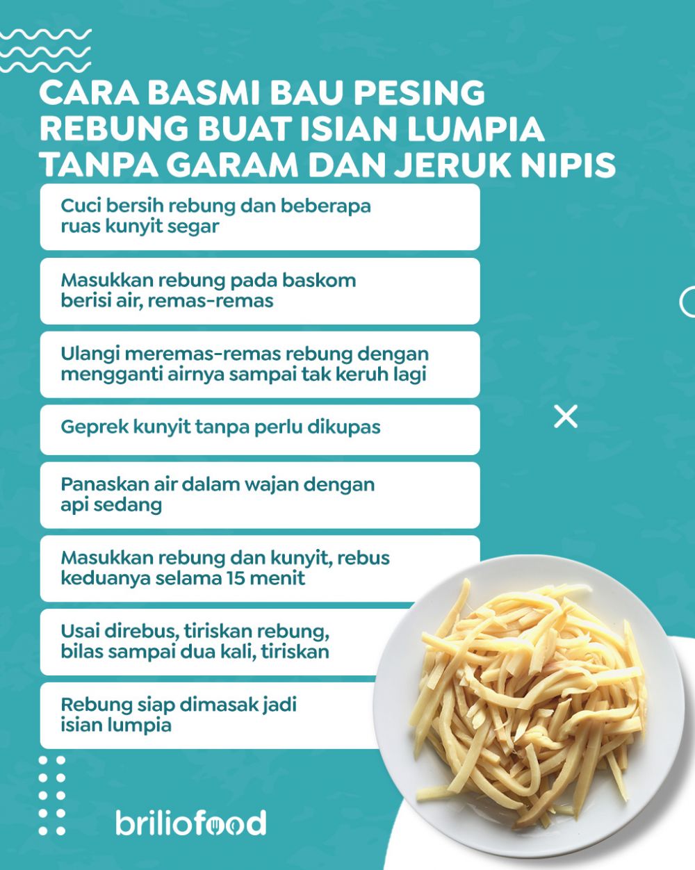 Bukan pakai garam dan jeruk nipis, ini cara hilangkan bau pesing pada rebung buat isian lumpia