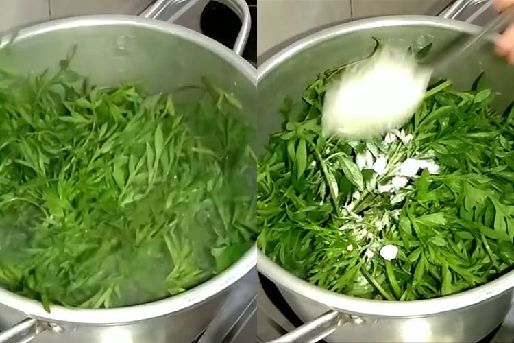 Cuma pakai 2 bahan dapur, begini cara merebus daun kenikir agar tetap hijau segar