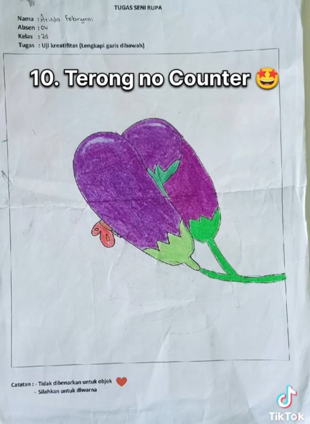 tugas seni rupa siswa kelas 1 SMP © TikTok