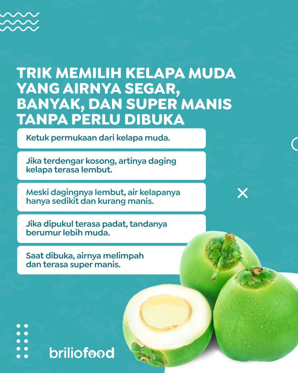 Tanpa perlu dibuka, ini trik mudah memilih kelapa muda yang airnya segar, banyak, dan super manis