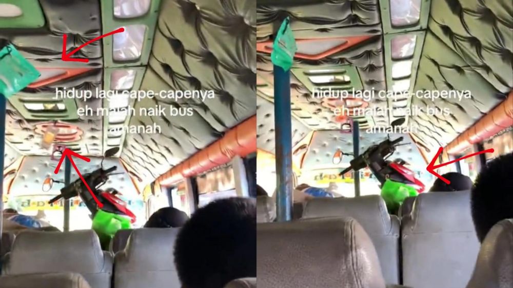Momen lucu pria naik kendaraan umum saat pulang ke kampung, isi busnya bikin geleng kepala