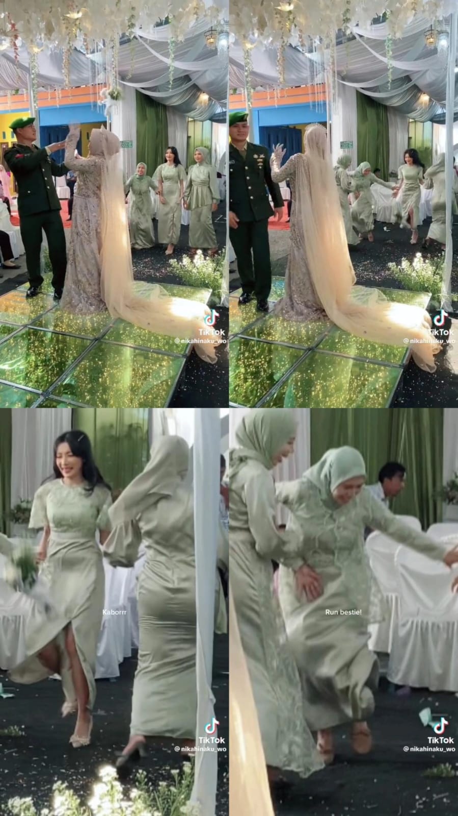 saat pengantin lempar bunga © TikTok