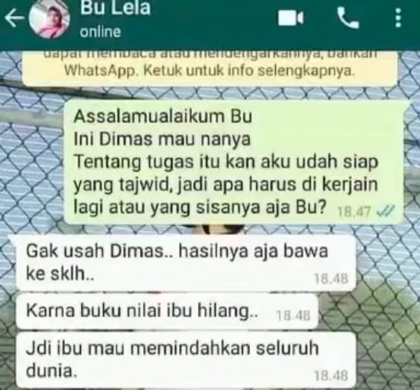 Chat kocak guru murid Berbagai sumber
