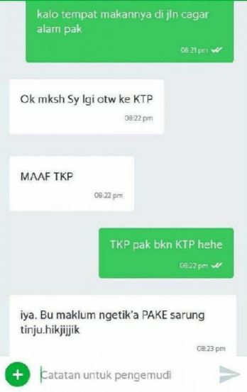 chat lucu driver ojol saat jemput penumpang Berbagai sumber