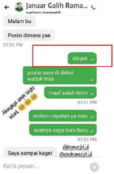 chat lucu driver ojol saat jemput penumpang Berbagai sumber