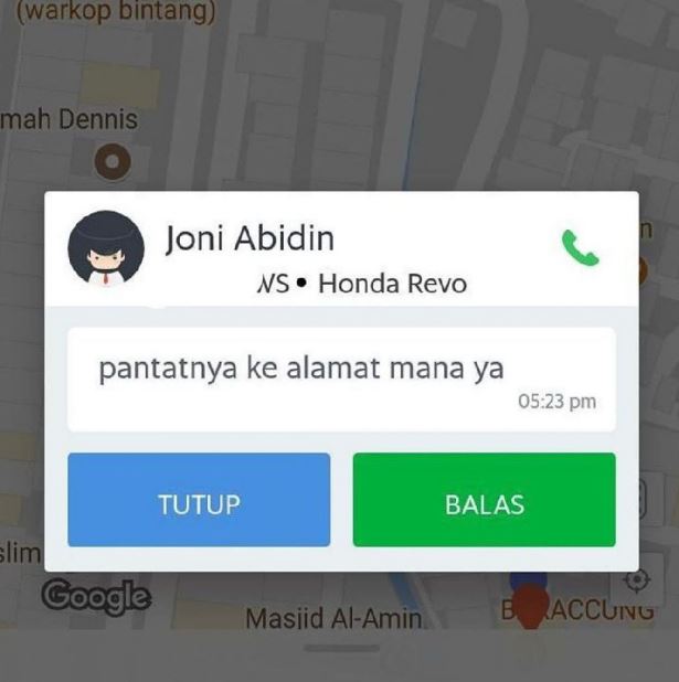 chat lucu driver ojol saat jemput penumpang Berbagai sumber