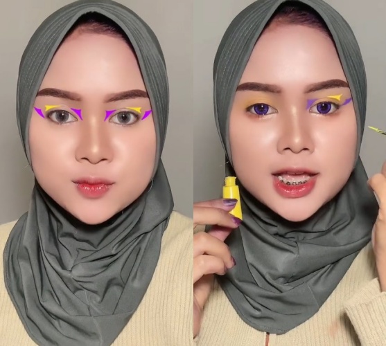 Wanita makeup ikutin filter TikTok © TikTok