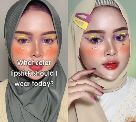 Wanita makeup ikutin filter TikTok © TikTok