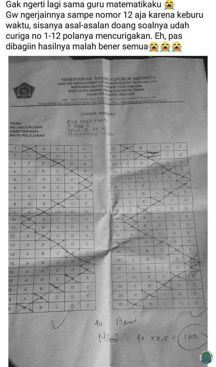 Potret kocak coretan di lembar jawaban UAS Berbagai sumber