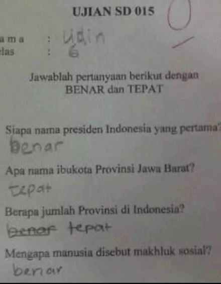 Potret kocak coretan di lembar jawaban UAS Berbagai sumber