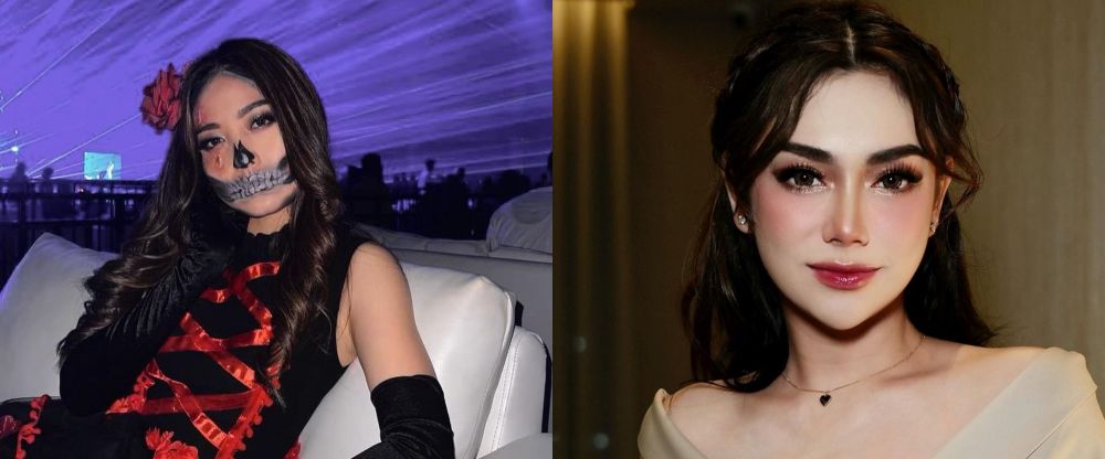 beda gaya makeup natasha wilona & celine evangelista © berbagai sumber