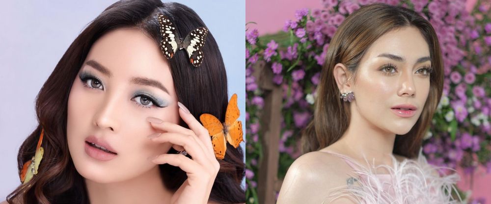 beda gaya makeup natasha wilona & celine evangelista © berbagai sumber