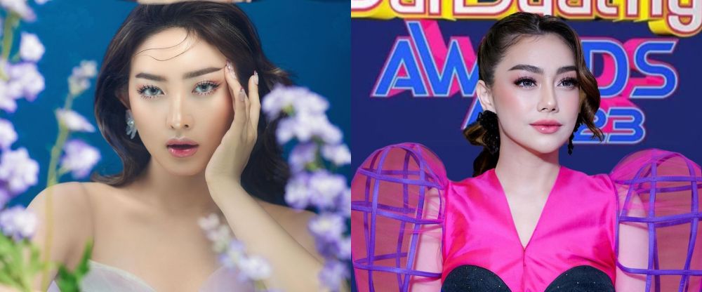 beda gaya makeup natasha wilona & celine evangelista © berbagai sumber
