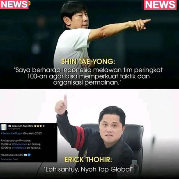 Potret kocak Indonesia vs Argentina Berbagai sumber