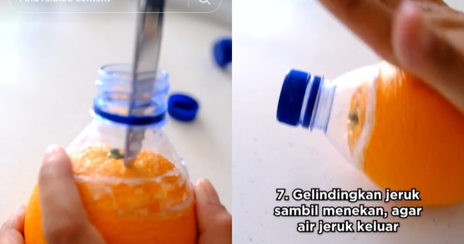 Tanpa blender atau alat peras khusus, ini trik sederhana memeras air jeruk cuma pakai barang bekas