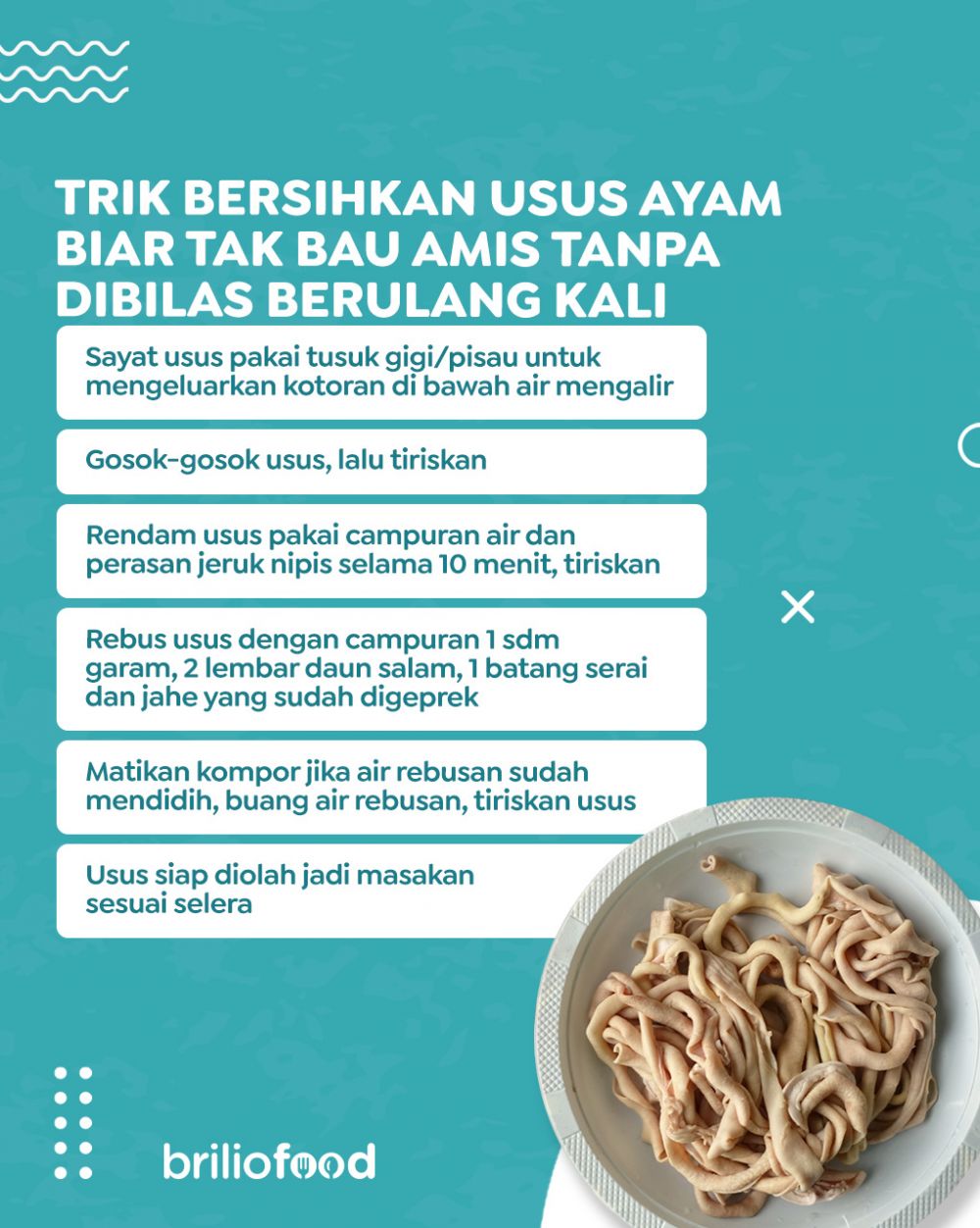 Nggak perlu dibilas berulang kali, ini trik membersihkan usus ayam supaya tidak amis