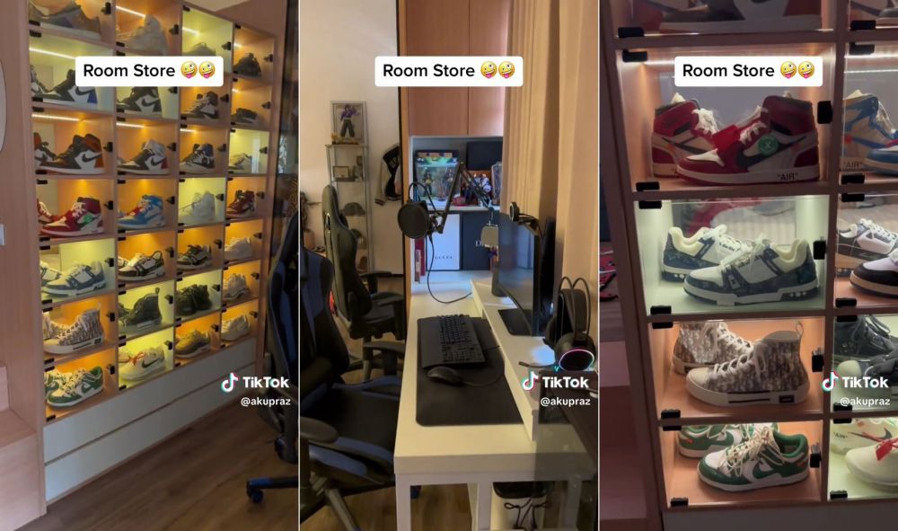 Bak masuk toko sepatu mahal, begini penampakan kamar pria pencinta sneakers yang bikin kagum