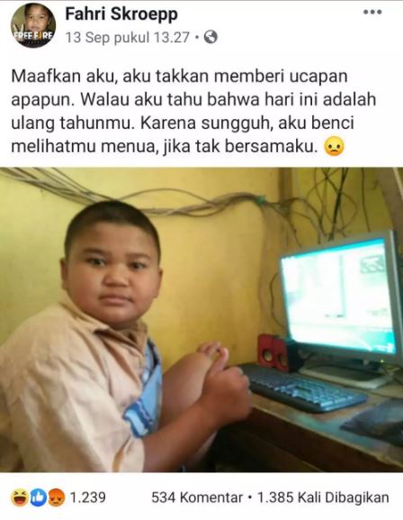 Potret kocak status lucu Fahri Skroepp Facebook