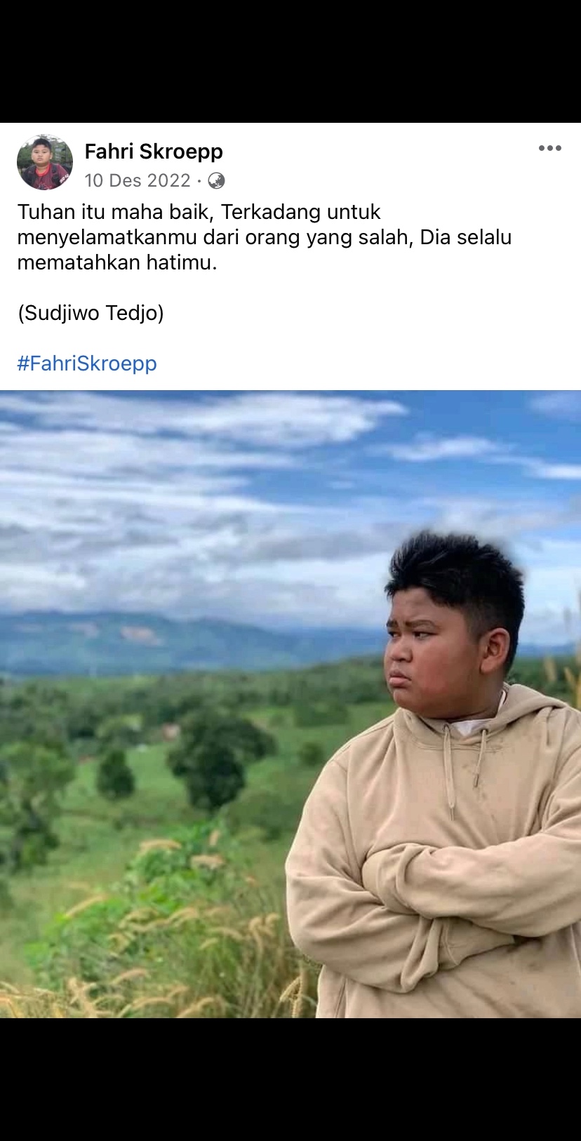 Potret kocak status lucu Fahri Skroepp Facebook