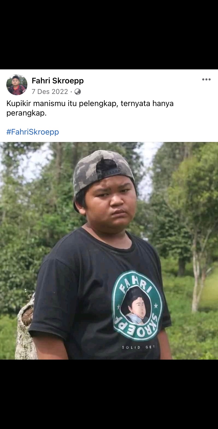 Potret kocak status lucu Fahri Skroepp Facebook