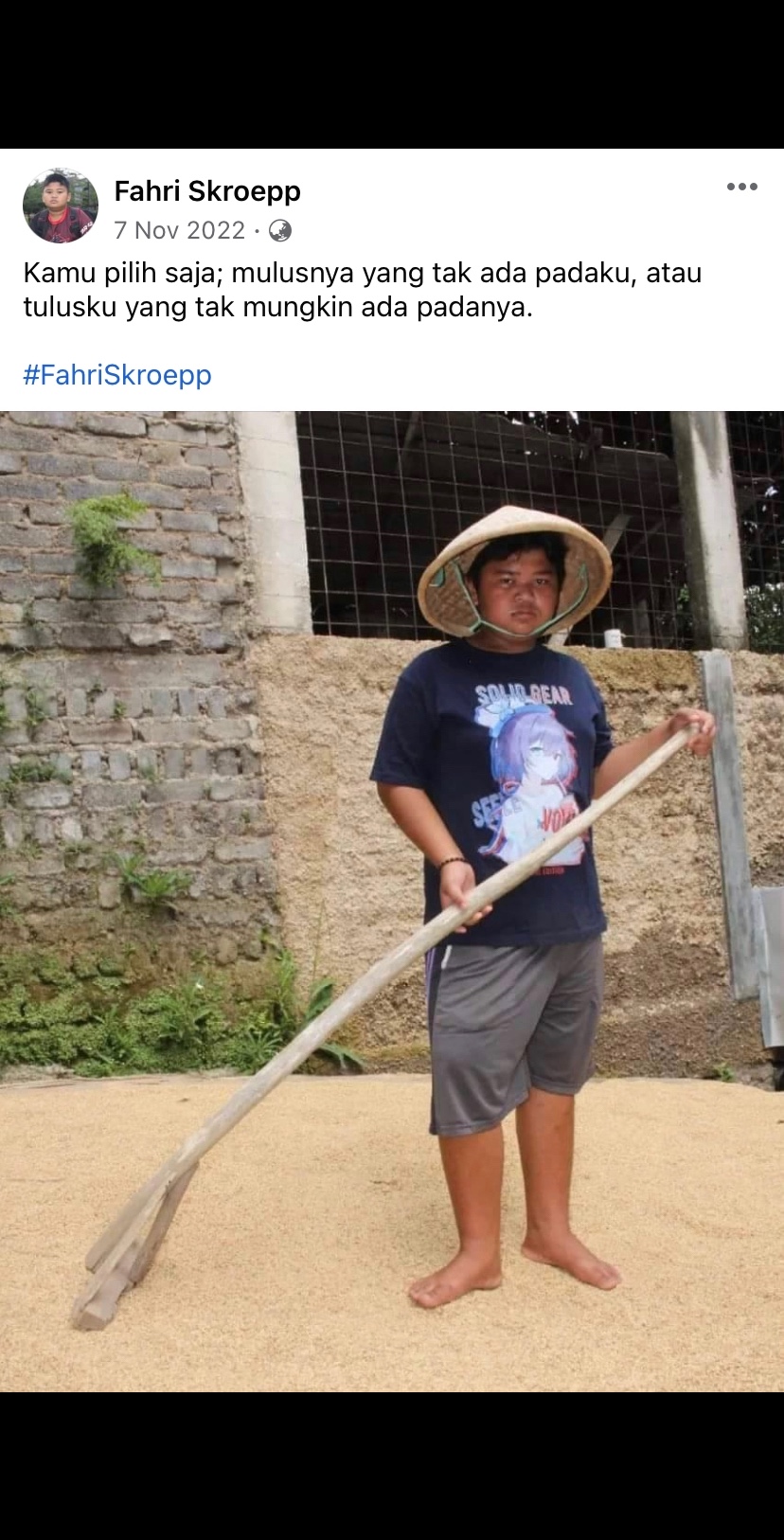 Potret kocak status lucu Fahri Skroepp Facebook