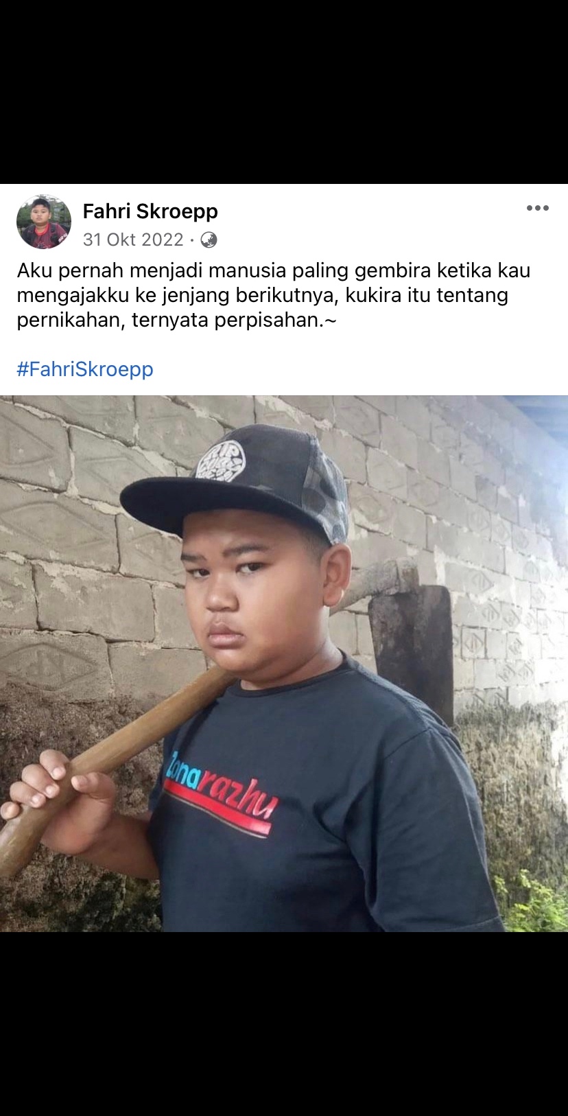 Potret kocak status lucu Fahri Skroepp Facebook