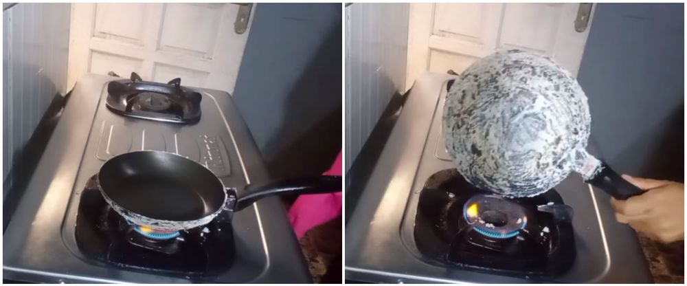 Ampuh tanpa baking soda dan cuka, ini cara bersihkan noda gosong di pantat teflon pakai 1 bahan dapur