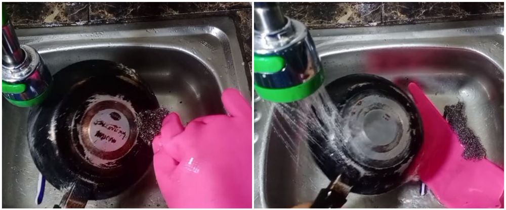Ampuh tanpa baking soda dan cuka, ini cara bersihkan noda gosong di pantat teflon pakai 1 bahan dapur