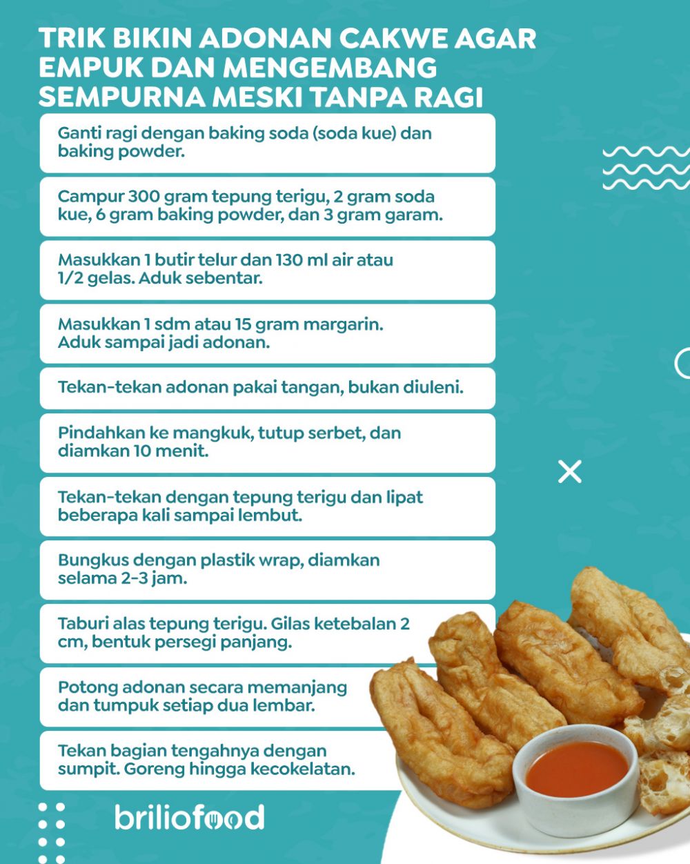 Tanpa ragi, begini trik membuat adonan cakwe yang empuk dan mengembang sempurna