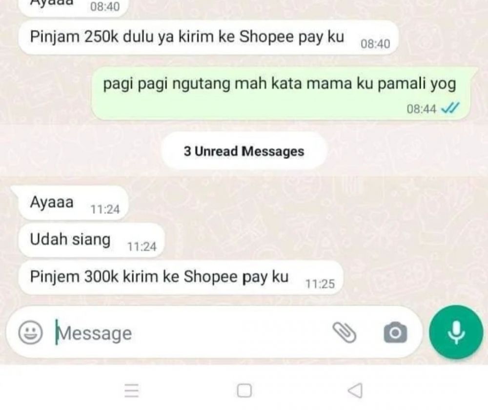 Chat absurd orang minta sesuatu. Berbagai sumber