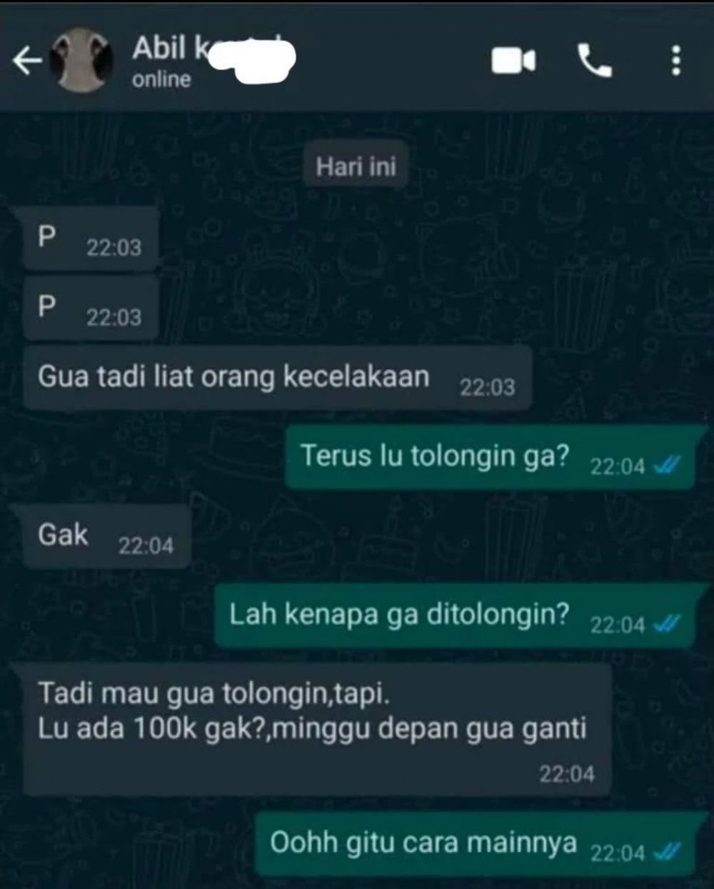 Chat absurd orang minta sesuatu. Berbagai sumber
