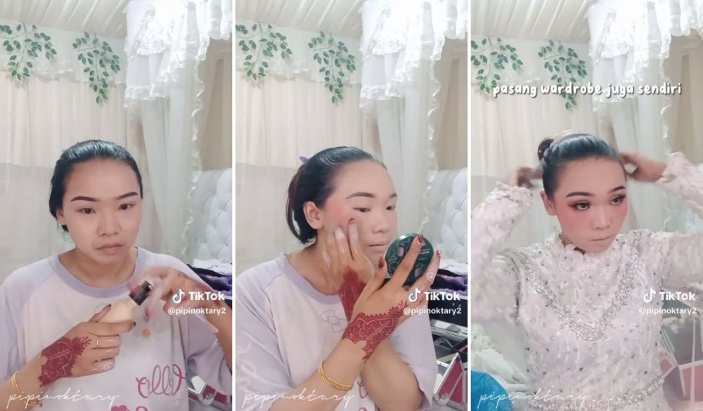 makeup nikahan sendiri © TikTok