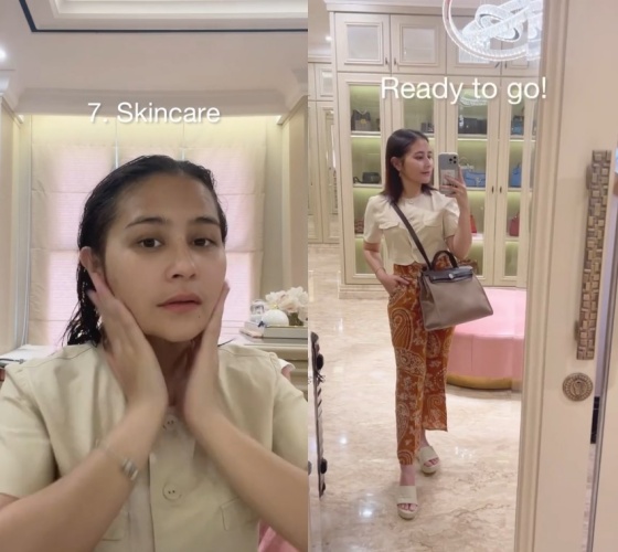 Prilly pamer rutinitas pagi © TikTok