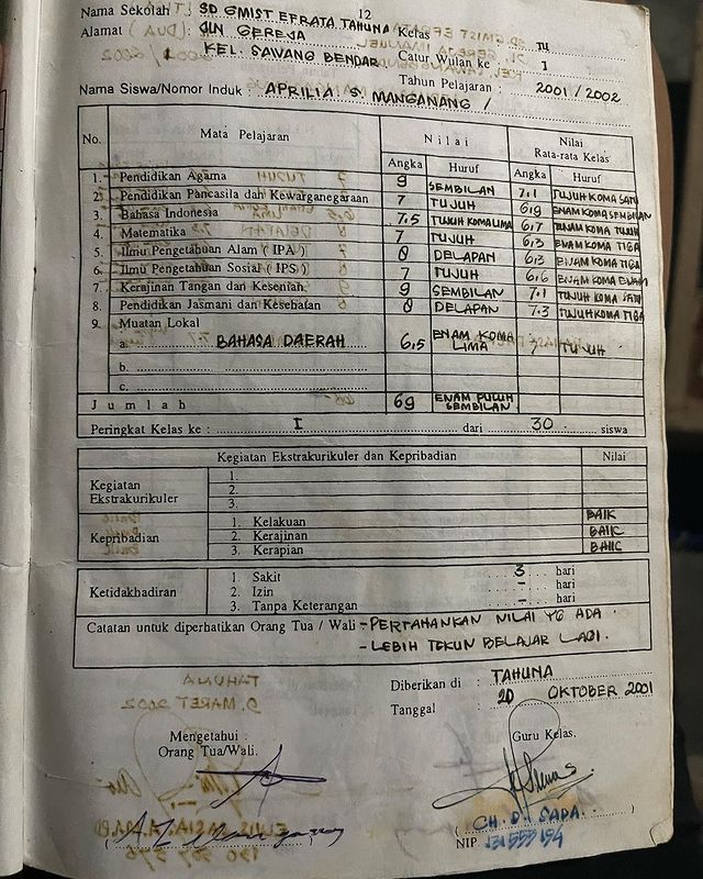 Aprilio Manganang rapor © Instagram Aprilio Manganang rapor © Instagram