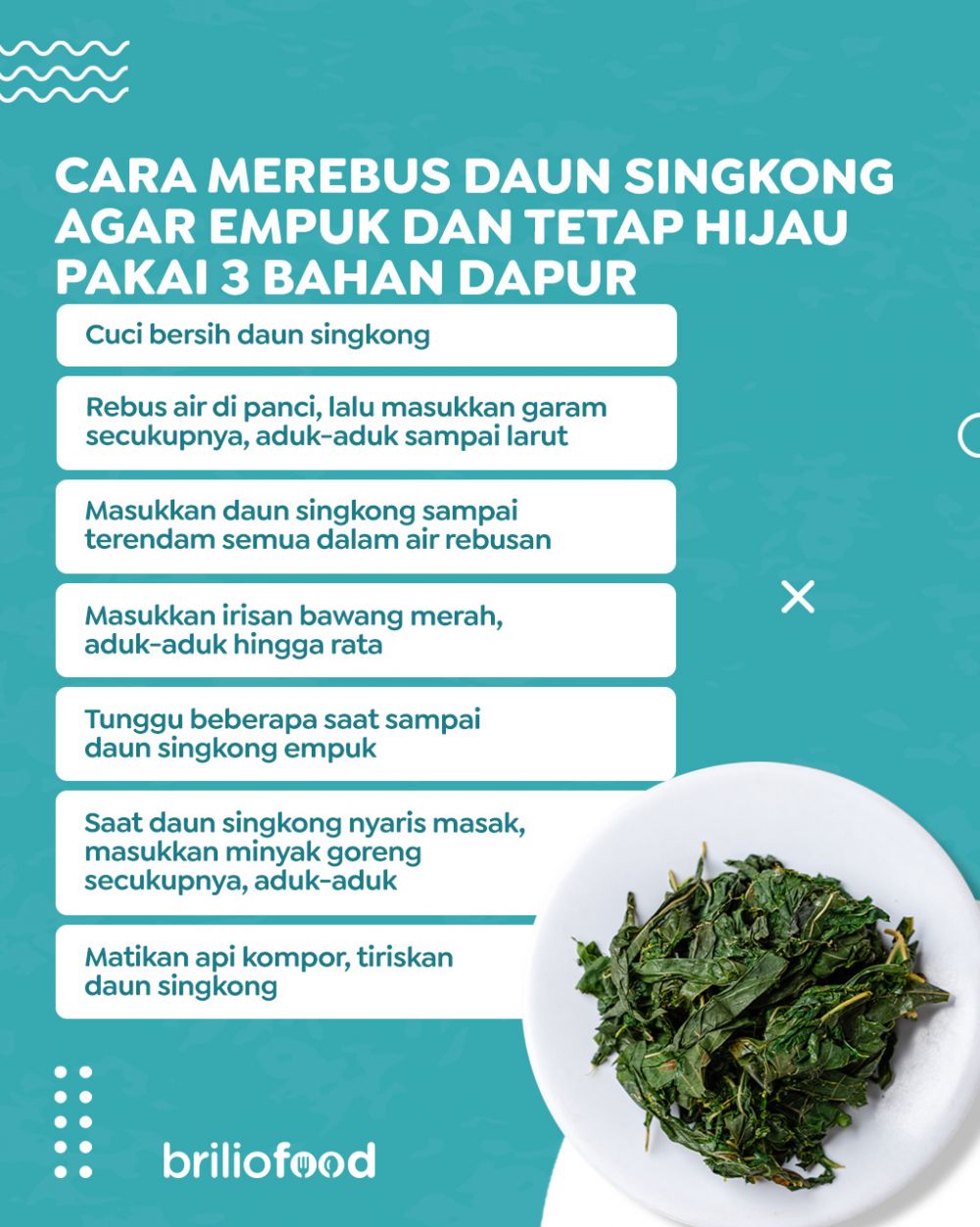 Cara praktis merebus daun singkong agar tetap hijau dan empuk pakai 3 bahan dapur