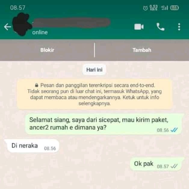 Chat kurir mau antar barang © Twitter